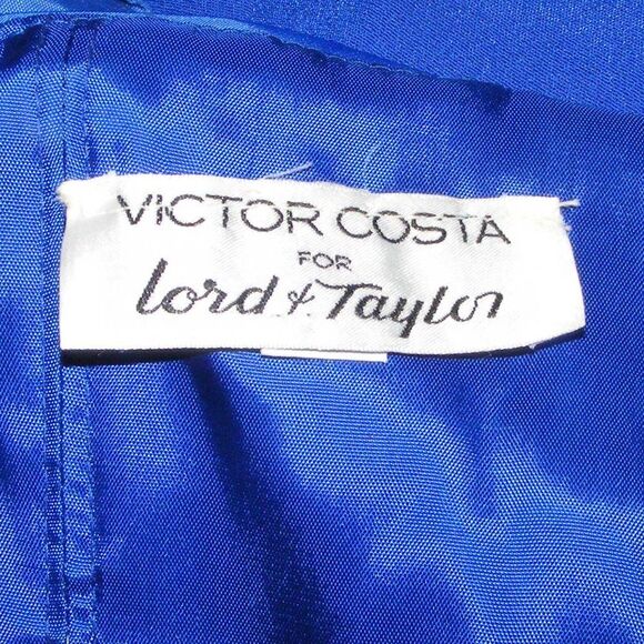 VICTOR COSTA/Lord & Taylor Dress, Vintage 12, Statement shoulders, Blue, Flowers - Picture 12 of 14